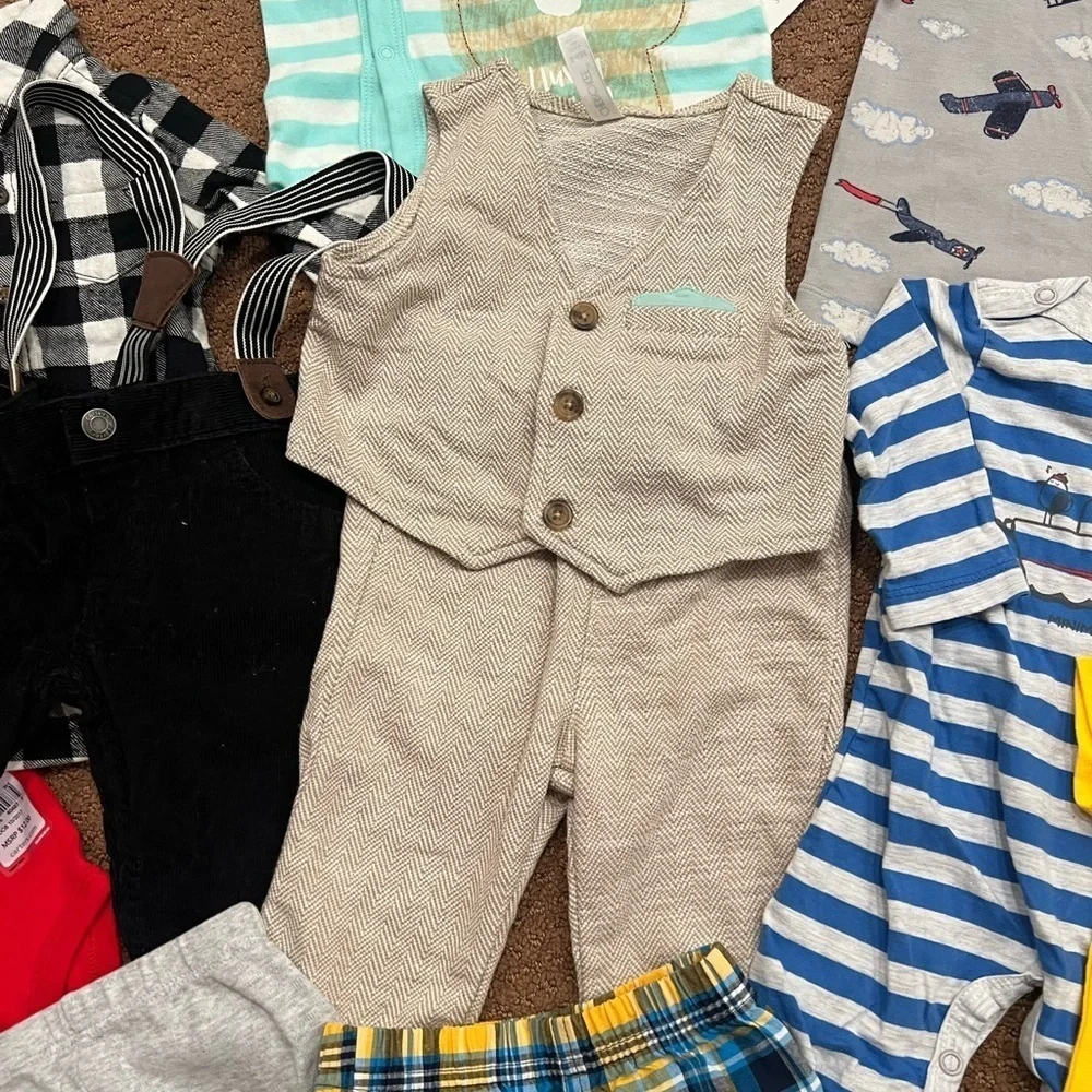 Bundle of 17 Pieces of Boys Clothes Size 3-6 Months Footies, Shorts, Pants, Sets